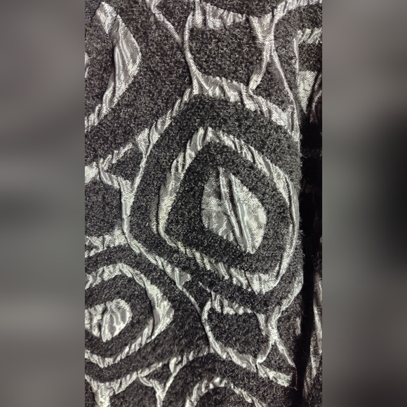 NWT Gershon Bram light wool blend coat art to wear abstract print textured black - Picture 8 of 11